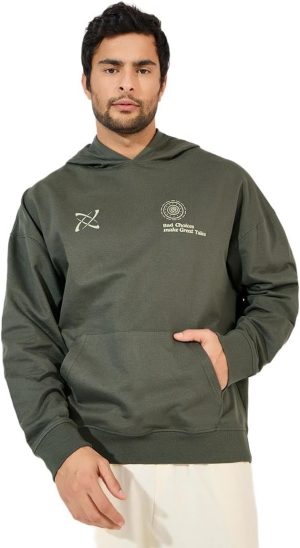 هودي كبير الحجم مطبوع عليه رسومات امامية وخلفية للرجال من ستايلي