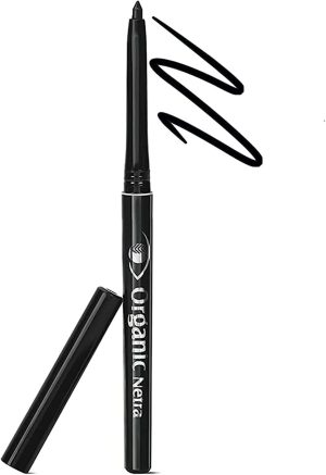 Organic Netra Pure Black Pencil Kajal Waterproof, Smudgeproof and Long Lasting Upto 12Hrs Enriched With All Natural Ingredients, Intense Colour, Matte Finish