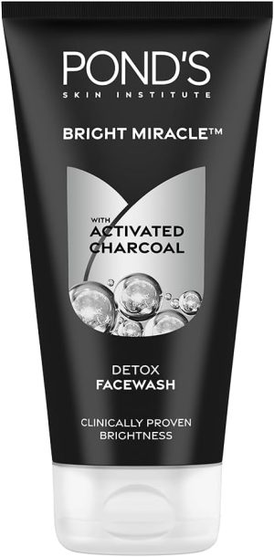 POND'S Bright Miracle Detox Facewash | 10X Power of Activated Charcoal| For Deep Cleaned Skin | Reveals Glow, Pollution Clear Face Wash, 150gm