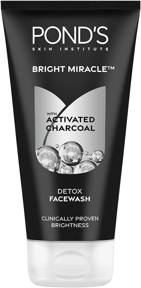 POND'S Bright Miracle Detox Facewash | 10X Power of Activated Charcoal| For Deep Cleaned Skin | Reveals Glow, Pollution Clear Face Wash, 150gm