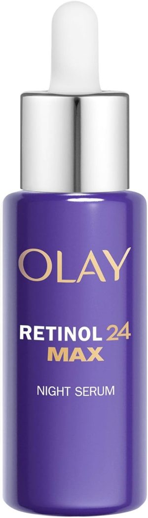Olay Retinol 24 MAX* Night Serum for Face, Skincare with +40%* Glycerin. Anti Ageing Renewal Skin Care with 3 Actions: Smooths, Renews and MAX* Hydrates, 40ml (*vs Retinol24 Night Serum)