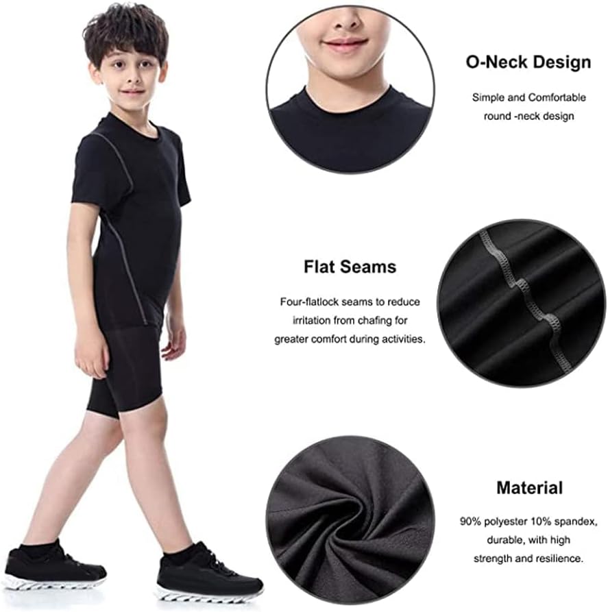 AUTOYSUR Boys Compression Shirts Short Sleeve and Athletic Running Shorts Set, Athletic Compression Tops, Quick Dry Workout Sets for Boy 5 AUTOYSUR Boys Compression Shirts Short Sleeve and Athletic Running Shorts Set, Athletic Compression Tops, Quick Dry Workout Sets for Boy - الصورة 5