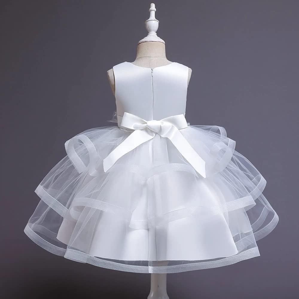 SvYii White Flower Girls Dresses Summer Sleeeveless Wedding Evening Ball Gown Tulle Floral Dresses for Girls Clothing 3 SvYii White Flower Girls Dresses Summer Sleeeveless Wedding Evening Ball Gown Tulle Floral Dresses for Girls Clothing - الصورة 3