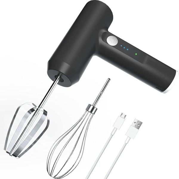Arabest Hand Mixer,Cordless Electric Whisk Portable Handheld Electric Mixer with 3-speed Self-Control,Stainless Steel Beaters & Balloon Whisk for Whipping,Pudding, Cookies, Cakes, Batters