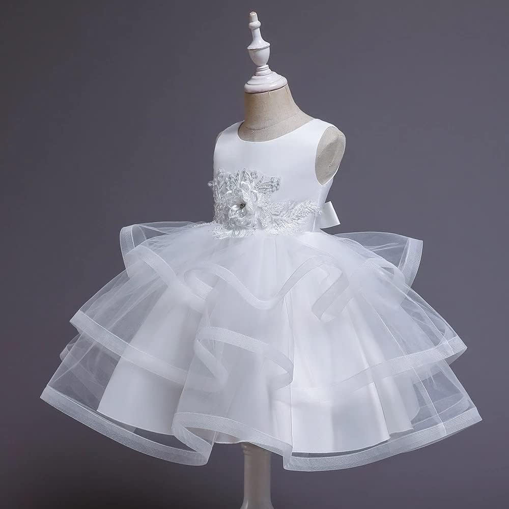 SvYii White Flower Girls Dresses Summer Sleeeveless Wedding Evening Ball Gown Tulle Floral Dresses for Girls Clothing 2 SvYii White Flower Girls Dresses Summer Sleeeveless Wedding Evening Ball Gown Tulle Floral Dresses for Girls Clothing - الصورة 2