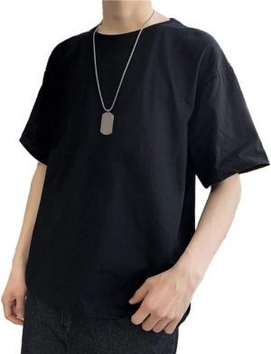 Men's T-shirts, Men Solid Color Short Sleeve O Neck Loose Fit Breathable Tee Top T-shirt Blouse
