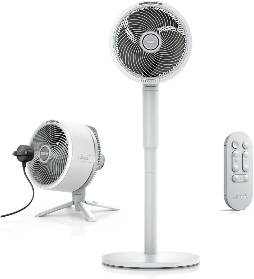 Shark FlexBreeze High-Velocity Fan, Hybrid Corded & Cordless Portable Cooling Fan, Indoor & Outdoor, with Remote Control, Adjustable Tilt, UV & Water-Resistant, White FA220ME, 5 Years Warranty 1 Shark FlexBreeze High-Velocity Fan, Hybrid Corded & Cordless Portable Cooling Fan, Indoor & Outdoor, with Remote Control, Adjustable Tilt, UV & Water-Resistant, White FA220ME, 5 Years Warranty