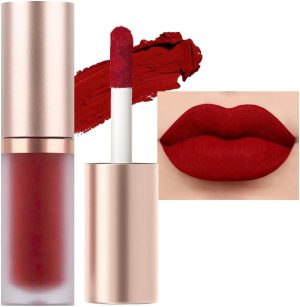 Ruby Brick Red Matte Liquid Lipstick Lip Gloss Glossy Set for Black Women Silky Velvet Lipstick Labiales Matte Larga Duracion Mate