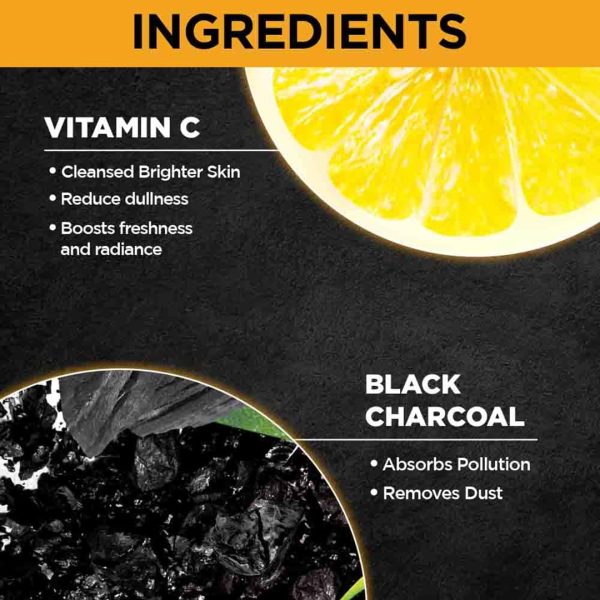 ⁦Garnier Men Turbo Bright Double Action Face Wash, Deep Cleansing Anti Pollution Face Wash with Charcoal and Vitamin C, Suitable for all Skin Types, 150g⁩ - الصورة ⁦4⁩