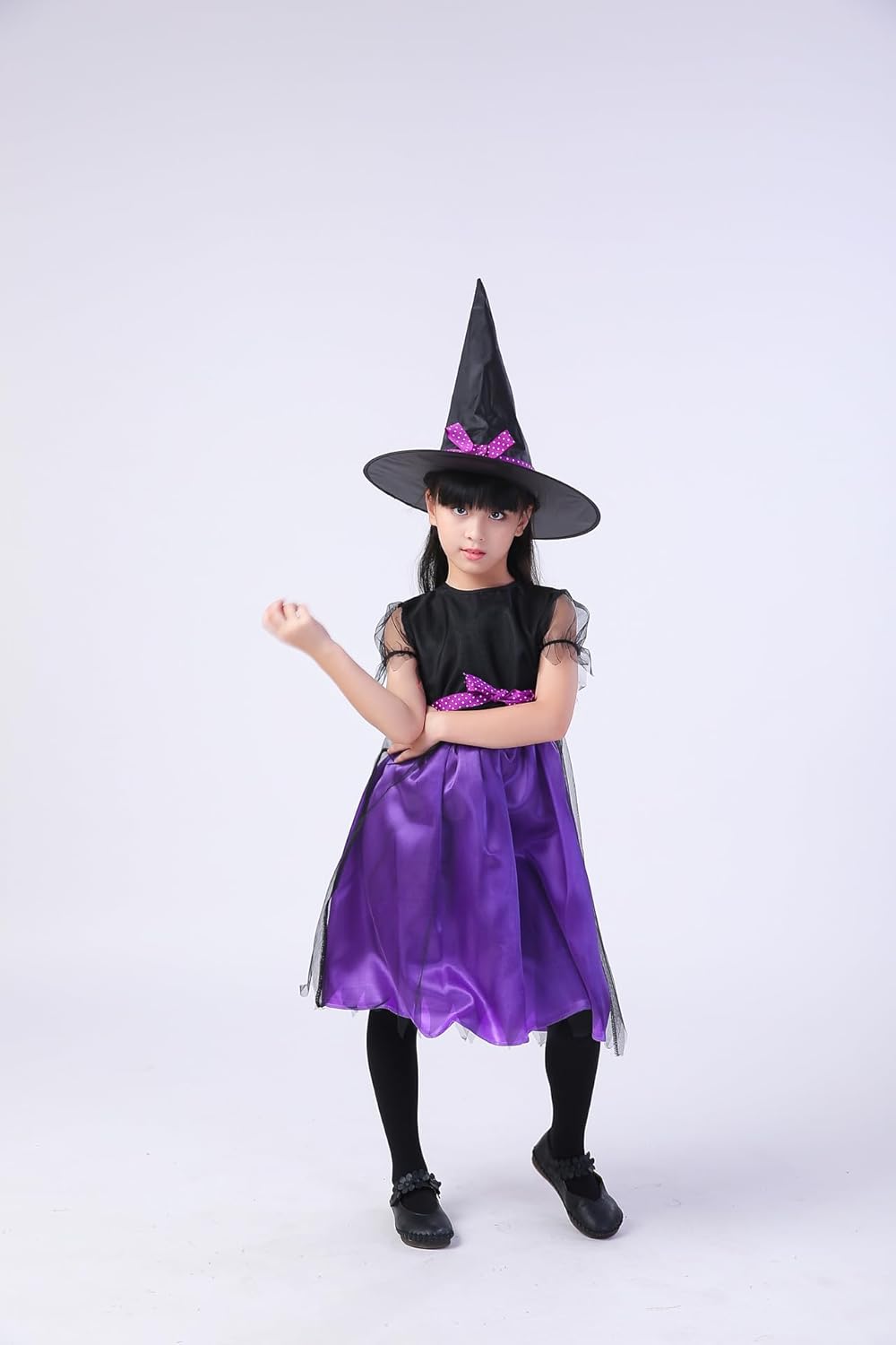 AUTOYSUR Girls Witch Costume, Purple Witch Dress and Witch Hat, Kids Witch Costumes for Cosplay Party 3 AUTOYSUR Girls Witch Costume, Purple Witch Dress and Witch Hat, Kids Witch Costumes for Cosplay Party - الصورة 3