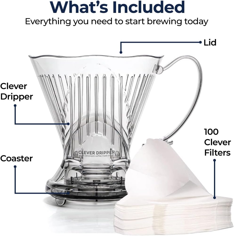Clever Coffee Dripper, Pour Over Coffee Maker with Filters Included, 18 oz (Cloud) 2 Clever Coffee Dripper, Pour Over Coffee Maker with Filters Included, 18 oz (Cloud) - الصورة 2