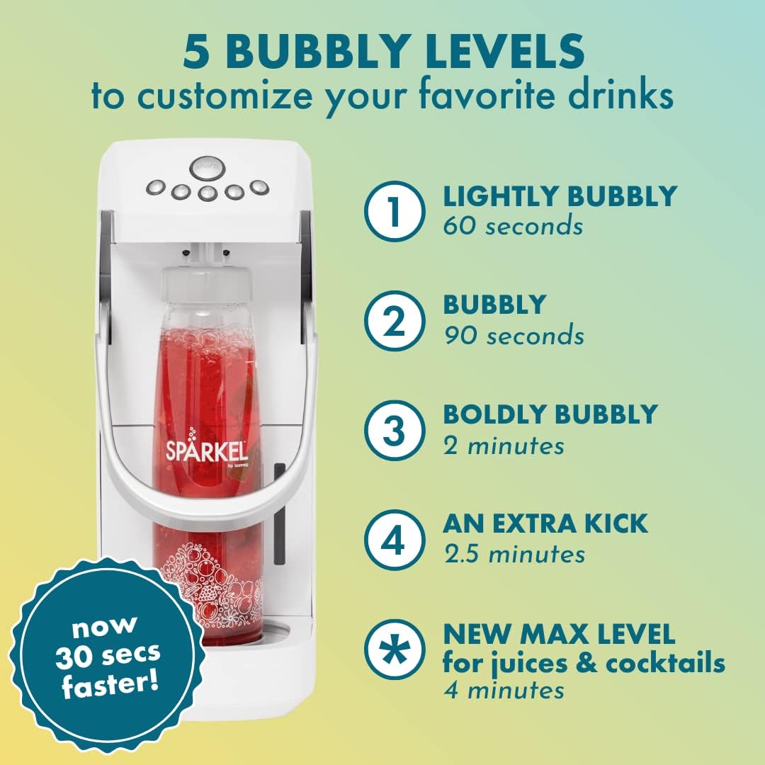Spärkel Beverage System (Black) - Sparkling Water and Soda Maker - A New Way of Sparkling - Use Fresh & Natural Ingredients - No CO2 Tank Needed 3 Spärkel Beverage System (Black) - Sparkling Water and Soda Maker - A New Way of Sparkling - Use Fresh & Natural Ingredients - No CO2 Tank Needed - الصورة 3