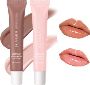 2 Pcs Summer Lip Butter Balm, Tinted Hydrating Lip Gloss Nourishing Lip Mask for Smooth, Soft, Non-Sticky Shine, Perfect for Dry Lips