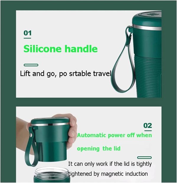⁦SYOSI Portable Blender Cup 300 ML Personal Blender Smoothie Maker Make Healthy Smoothies for Travel Sports Kitchen, Juicer with Stainless Steel Two-blade Cutter Head Fruit Juice Mixer Battery Powered⁩ - الصورة ⁦8⁩