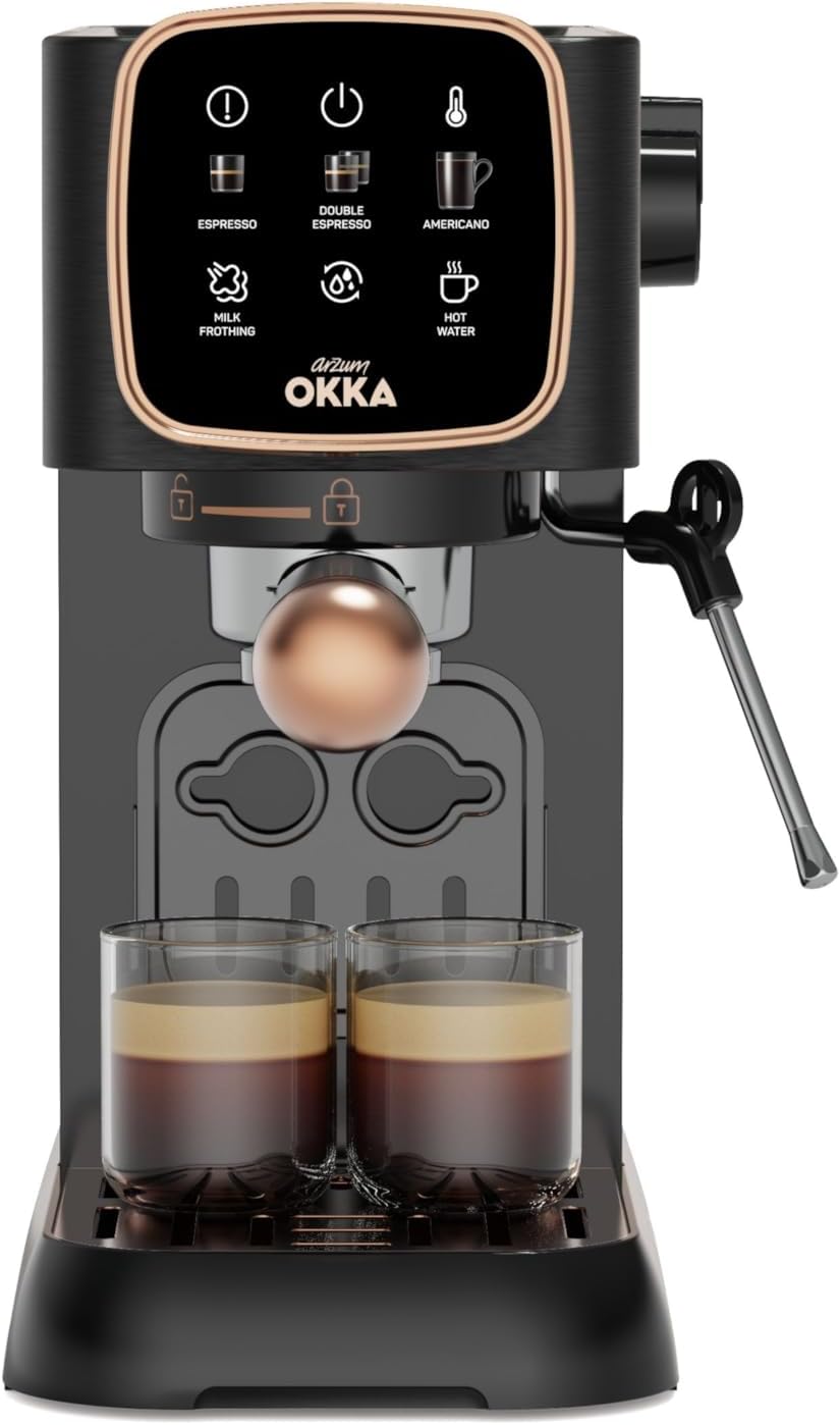 ARZUM OKKA OK0034 Semi Auto Espresso Machine – (With steam nozzle) Black-copper 5 ARZUM OKKA OK0034 Semi Auto Espresso Machine – (With steam nozzle) Black-copper - الصورة 5