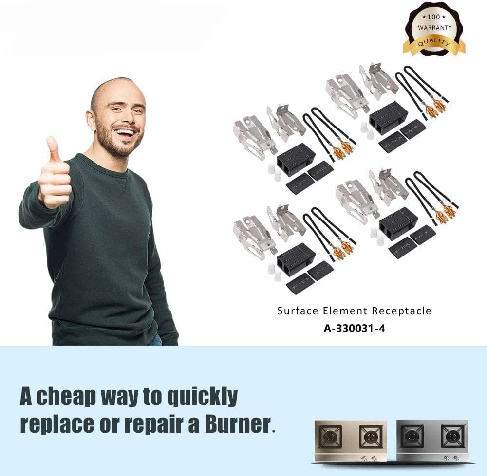 Excefore 330031 Range Burner Receptacle kit, 4 Pack Upgraded Appliance Replacement parts, Replacement for Range/Stove Replaces 814399, 5303935058, 5301167733 7 Excefore 330031 Range Burner Receptacle kit, 4 Pack Upgraded Appliance Replacement parts, Replacement for Range/Stove Replaces 814399, 5303935058, 5301167733 - الصورة 7