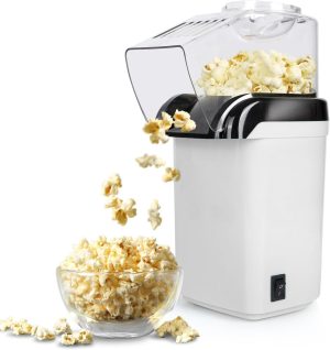 ALMEKAQUZ Popcorn Popper Machine Electric Hot Air Popcorn Maker with Measuring Cup & Butter Melting Tray, High Popping Rate, 2 Min Fast Making Popcorn Healthy Oil Free for Home Kids Movie Night