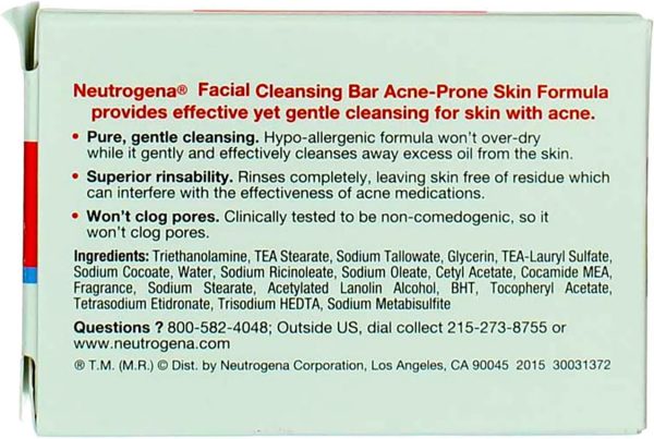 ⁦Neutrogena Acne Prone Skin Formula Facial Bar 3.50 oz (Pack of 4)⁩ - الصورة ⁦3⁩