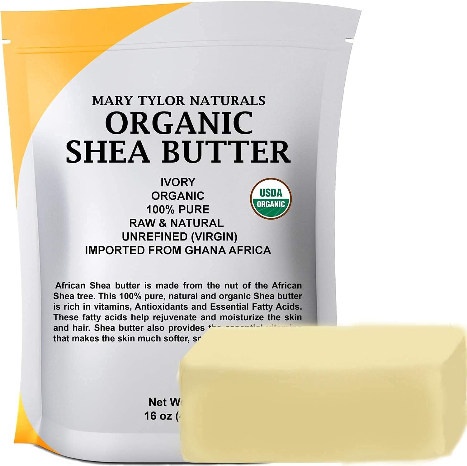 Mary Tylor Naturals Organic Shea butter 1 lb USDA Certified by 0 Raw, Unrefined, Ivory From Ghana Africa Amazing Skin Nourishment, Eczema, Stretch Marks and Body 1 Mary Tylor Naturals Organic Shea butter 1 lb USDA Certified by 0 Raw, Unrefined, Ivory From Ghana Africa Amazing Skin Nourishment, Eczema, Stretch Marks and Body