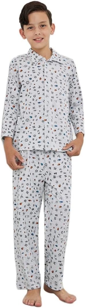 Styli Boys All-Over Print Long Sleeve Shirt and Pyjama Set
