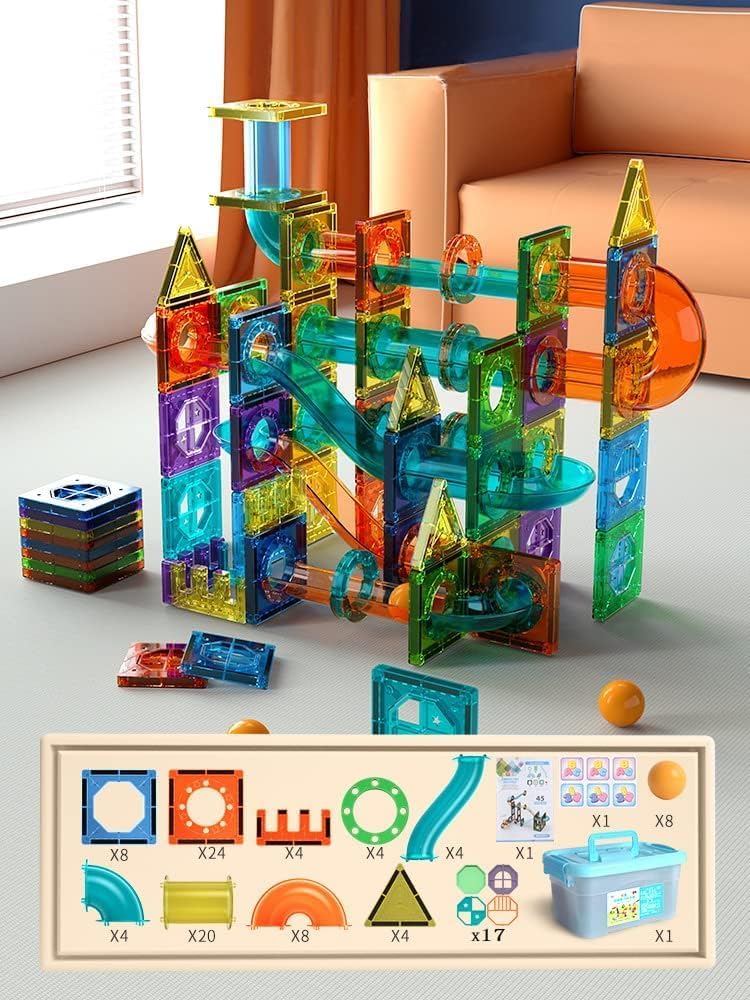 VINNYSEN Magnetic Tiles, 105PCS Magnetic Building Blocks, 3D Magnet Tiles, Magnetic Tiles for Toddlers Kids Ages 3-6, STEM Building & Learning Educational Magnet Toys 2 VINNYSEN Magnetic Tiles, 105PCS Magnetic Building Blocks, 3D Magnet Tiles, Magnetic Tiles for Toddlers Kids Ages 3-6, STEM Building & Learning Educational Magnet Toys - الصورة 2