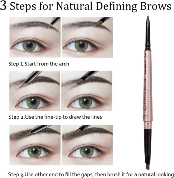 ⁦2 Pack Eyebrow Pencil, Waterproof Eyebrow Makeup with Dual Ends, Professional Brow Enhancing Kit with Eyebrow Brush (Dark Brown #1)⁩ - الصورة ⁦6⁩