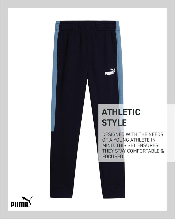 ⁦PUMA Boys' Fleece Jogger Set - 3 Piece Hoodie, T-Shirt, and Jogger Sweatpants - Athleisure Outfit Set for Boys (Sizes: 8-16)⁩ - الصورة ⁦6⁩