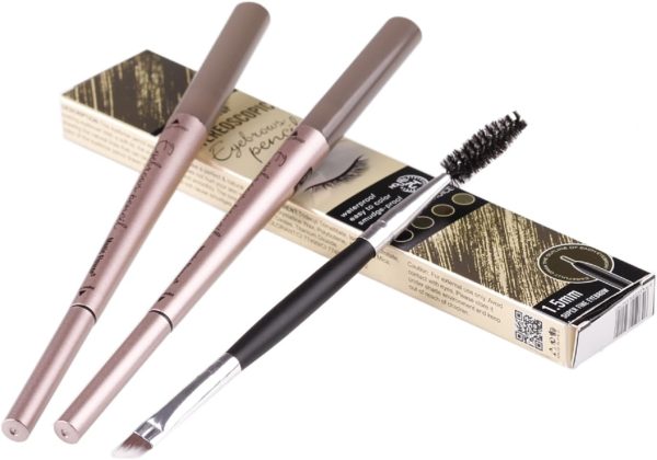 ⁦2 Pack Eyebrow Pencil, Waterproof Eyebrow Makeup with Dual Ends, Professional Brow Enhancing Kit with Eyebrow Brush (Dark Brown #1)⁩ - الصورة ⁦5⁩