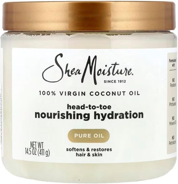 SHEA MOISTURE for Dry Skin Nourishing Hydration 100% Extra Virgin Coconut Oil Soften and Restore Skin and Hair 14.5 oz