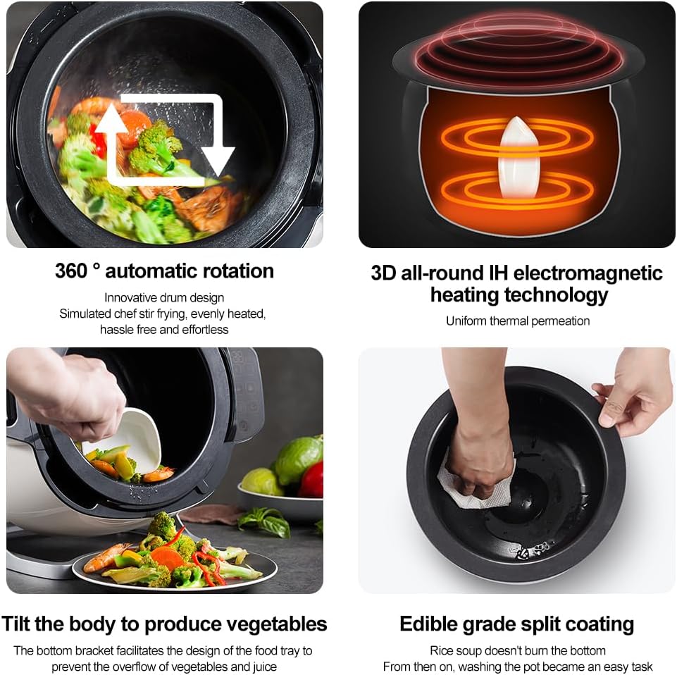 ماكينة طهي اوتوماتيكية ذكية سعة 6 لتر من كايجيتال محضر طعام تجاري دوار 360 درجة وتسخين ثلاثي الابعاد شامل شاشة لمس للمنزل والمطعم 2000.0 واط فضي 7 ماكينة طهي اوتوماتيكية ذكية سعة 6 لتر من كايجيتال محضر طعام تجاري دوار 360 درجة وتسخين ثلاثي الابعاد شامل شاشة لمس للمنزل والمطعم 2000.0 واط فضي - الصورة 7