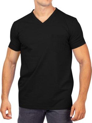 Runcati Mens V Neck Pocket T-Shirts Short Sleeve Casual Basic Summer Beach Cotton Tee Tops