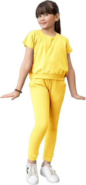 Selecta Now Kids Girls T-Shirt Top & Legging Set Soft Stretch Cotton Blend Casual Outfit Comfortable & Stylish Everyday Wear PJS Set Age 5-14 Years