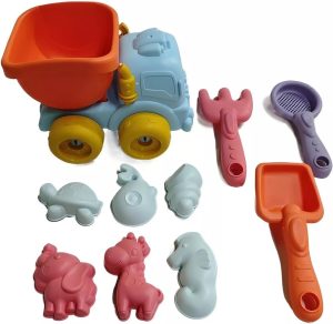 FUN MOMENT Sand Beach Toys Set for Kids with Truck and Sand Molds 8 Pcs (Random Color)