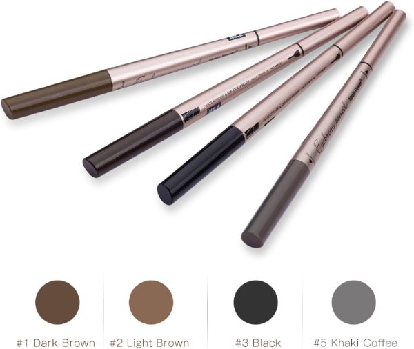 ⁦2 Pack Eyebrow Pencil, Waterproof Eyebrow Makeup with Dual Ends, Professional Brow Enhancing Kit with Eyebrow Brush (Dark Brown #1)⁩ - الصورة ⁦3⁩