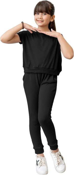 Selecta Now Kids Girls T-Shirt Top & Legging Set Soft Stretch Cotton Blend Casual Outfit Comfortable & Stylish Everyday Wear PJS Set Age 5-14 Years