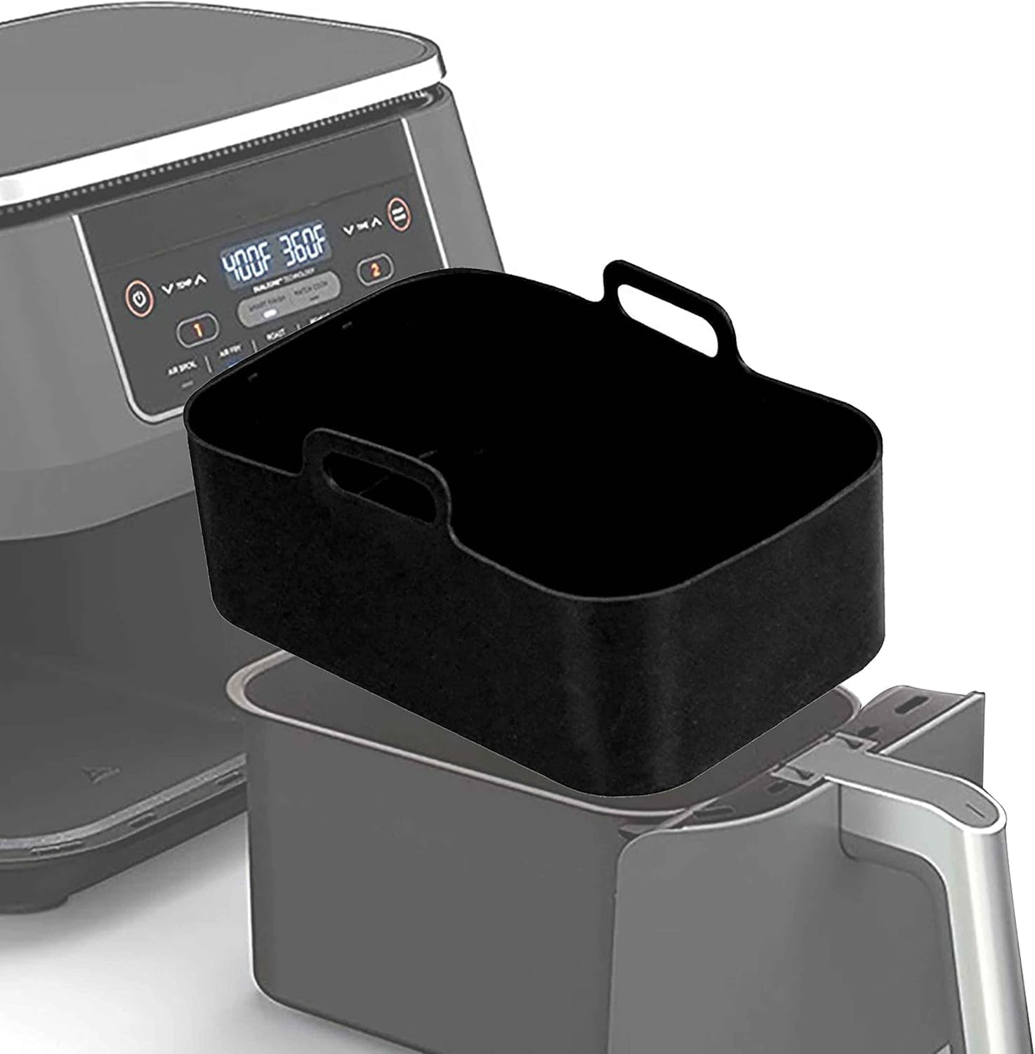 وعاء سيليكون للمقلاة الهوائية نينجا فودي دوال DZ201، بطانات سيليكون قابلة لاعادة الاستخدام، سلة مقلاة هوائية مستطيلة سعة 8 كوارت، ملحقات مقلاة هوائية (اسود) 6 وعاء سيليكون للمقلاة الهوائية نينجا فودي دوال DZ201، بطانات سيليكون قابلة لاعادة الاستخدام، سلة مقلاة هوائية مستطيلة سعة 8 كوارت، ملحقات مقلاة هوائية (اسود) - الصورة 6