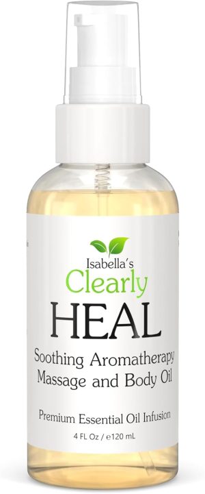 زيت جسم للتدليك والعلاج العطري من كليرلي هيل لشفاء العضلات المتعبة وتخفيف الالم والاوجاع. زيوت علاجية طبيعية مع اللوز وفيتامين ب5 والمر والشمر واللافندر سعة 4 اونصة سائلة
