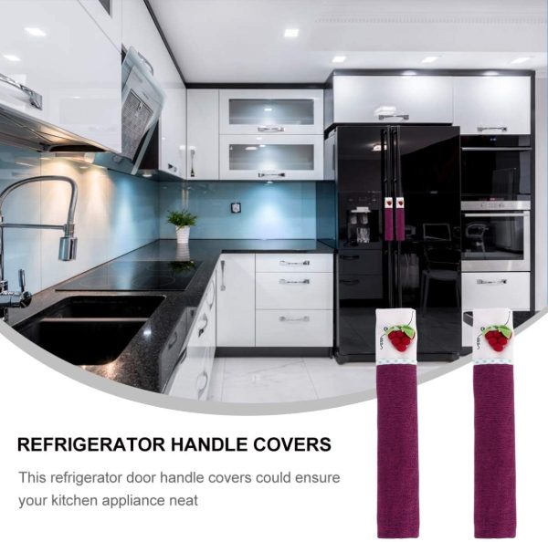 ⁦KASTWAVE 2pcs Refrigerator Door Handle Covers Washable Kitchen Appliance Covers Decorative Grapes Refrigerator Microwave Oven Door Handle Covers Protector⁩ - الصورة ⁦6⁩