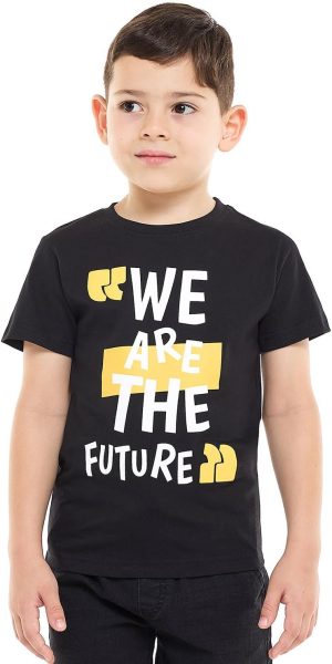 R&B Boys 325-0145KB192-1 Printed T-Shirt with Crew Neck and Short Sleeves