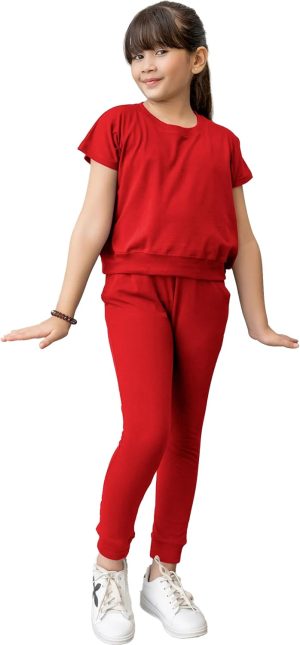 طقم ملابس كاجوال مكون من تي شيرت وسروال لجينجز للبنات الصغيرات مصنوع من مزيج القطن الناعم، مريح وأنيق، مناسب للارتداء اليومي للفتيات بعمر 5 إلى 14 سنة من سيليكتا ناو
