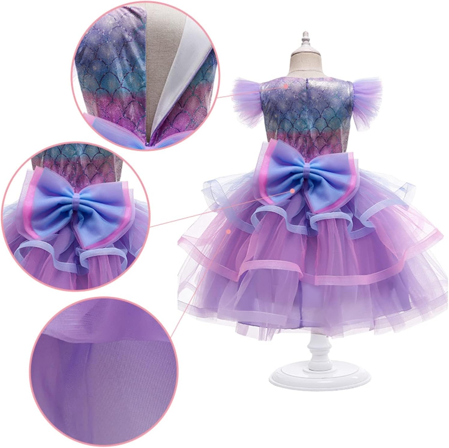 Excefore Mermaid Costume for Girls, Princess Dress Girls Party Cosplay Girl Clothing Birthday Princess Dress Kids Costume With Princess Jewelry Crown Set, 120cm 4 Excefore Mermaid Costume for Girls, Princess Dress Girls Party Cosplay Girl Clothing Birthday Princess Dress Kids Costume With Princess Jewelry Crown Set, 120cm - الصورة 4