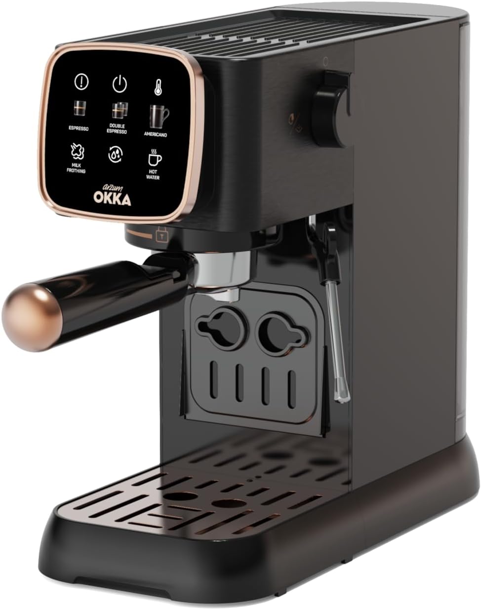 ARZUM OKKA OK0034 Semi Auto Espresso Machine – (With steam nozzle) Black-copper 1 ARZUM OKKA OK0034 Semi Auto Espresso Machine – (With steam nozzle) Black-copper