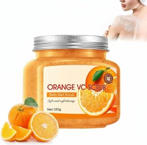 Azonee Vitamin C Body Scrub, Orange Vitamin C Exfoliating Body Scrub & Foot Scrub, Salt Scrub for Body, Bath Salt Body Scru b with Shea Butter,Dead Skin Remover, Hydrating & Softening Scru b for Women