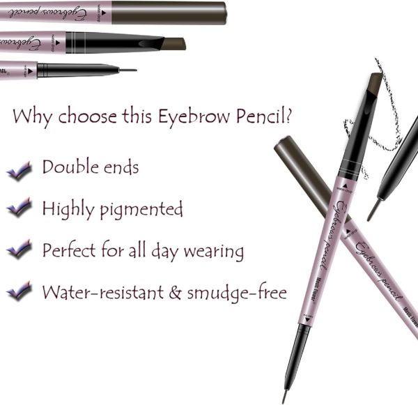 ⁦2 Pack Eyebrow Pencil, Waterproof Eyebrow Makeup with Dual Ends, Professional Brow Enhancing Kit with Eyebrow Brush (Dark Brown #1)⁩ - الصورة ⁦4⁩