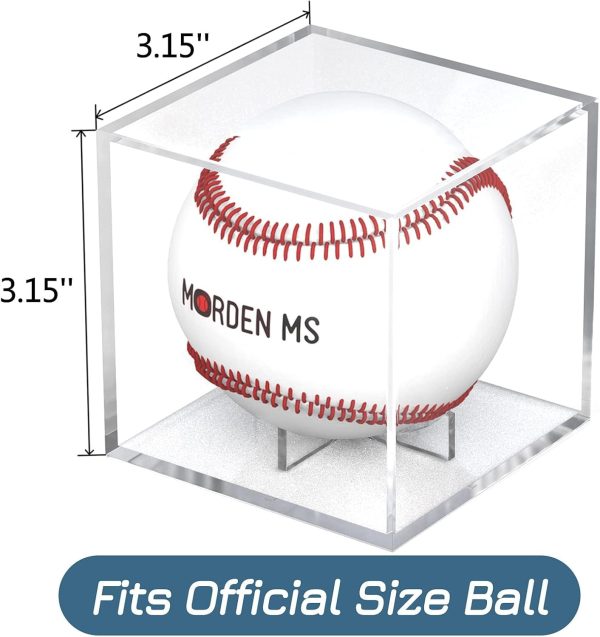 ⁦Baseball Display Case Acrylic Cube, Memorabilia Display Case for Single Ball, UV Protected Storage Box, Square Clear Baseball Stand, Sports Autograph Display Case Holder, Fits Official Size Ball⁩ - الصورة ⁦4⁩