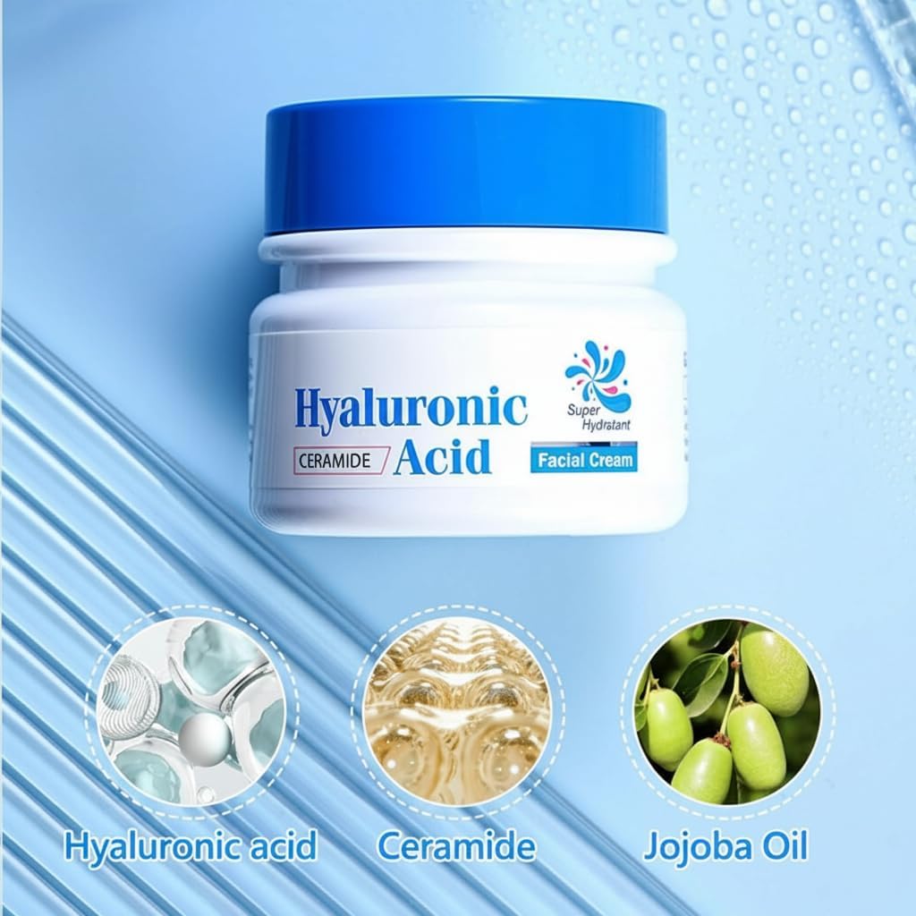 Azonee Hyaluronic Acid Cream for Women, Korean Skincare, Nourishing Moisturizer, Non-Greasy and Fast-Absorbing Ceramide Cream, Hydrates and Smoothes Very Dry Skin 2 Azonee Hyaluronic Acid Cream for Women, Korean Skincare, Nourishing Moisturizer, Non-Greasy and Fast-Absorbing Ceramide Cream, Hydrates and Smoothes Very Dry Skin - الصورة 2