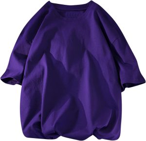 Men's Drop Shoulder Oversized T Shirts Casual Short Sleeve Loose Round Neck Tee Top Trendy Solid Basic Hipster Shirt