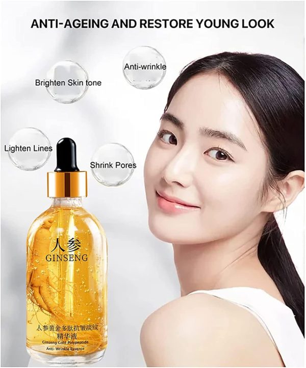 ⁦2Pcs Ginseng Polypeptide Anti-Ageing Essence, Ginseng Gold Polypeptide Anti-Ageing Essence, Ginseng Serum, for Tightening Sagging Skin Reduce Fine Lines (100ml)⁩ - الصورة ⁦2⁩