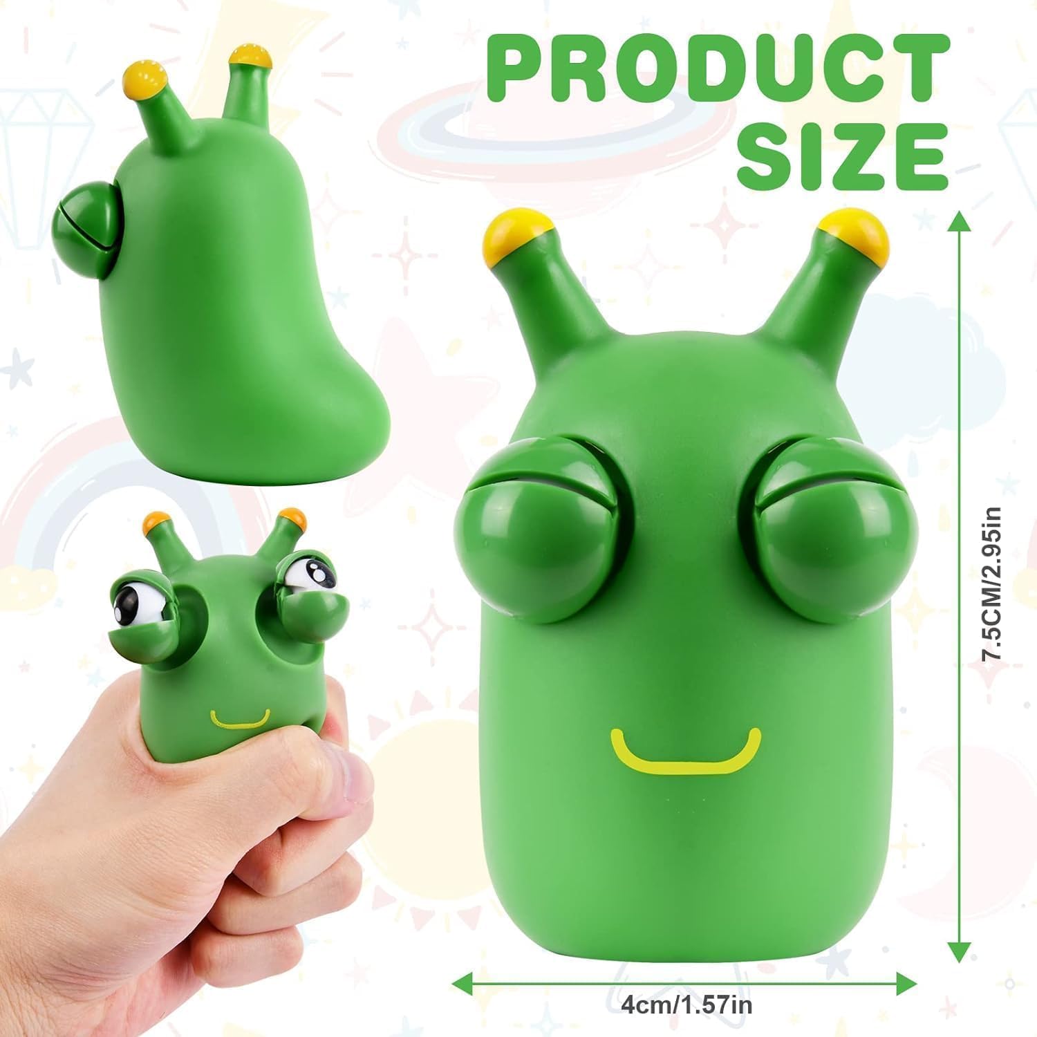 Montchi Green Bug Squeeze Toys, Funny Grass Eyes Popping Out Toys, Kids Sensory Fidget Toys, Eyeball Bouncing Toys, Fidget Slug Pop-it Toys for Toddlers Kids Adults Autism and ADHD 4 Montchi Green Bug Squeeze Toys, Funny Grass Eyes Popping Out Toys, Kids Sensory Fidget Toys, Eyeball Bouncing Toys, Fidget Slug Pop-it Toys for Toddlers Kids Adults Autism and ADHD - الصورة 4