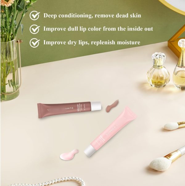 ⁦2 Pcs Summer Lip Butter Balm, Tinted Hydrating Lip Gloss Nourishing Lip Mask for Smooth, Soft, Non-Sticky Shine, Perfect for Dry Lips⁩ - الصورة ⁦6⁩
